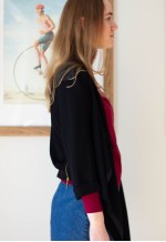 Black asymmetric shape cardigan jacket