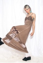 Vintage Dress Y2K Boho Patchwork Maxi in Brown Cotton