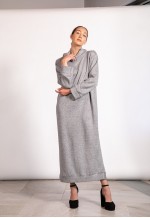 Fluffy Turtleneck Dress In Grey, Cozy Winter Dress